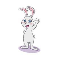 cartone animato simpatico coniglietto sventolando. simpatico cartone animato animale. illustrazione vettoriale