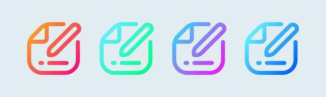 icona della linea di modifica in colori sfumati. illustrazione vettoriale di segni di registro.