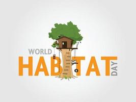 illustrazione vettoriale elementi di concetto per la giornata mondiale dell'habitat. adatto per biglietti di auguri, poster, loghi, striscioni, ecc.