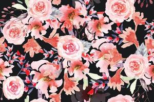 rosa motivo senza cuciture con acquerello.progettato per tessuto e carta da parati, stile vintage.illustrazione disegnata a mano motivo floreale.pittura floreale in fiore per l'estate.sfondo botanico. vettore