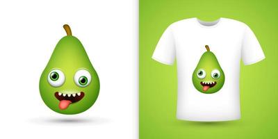 avocado su camicia bianca. vettore