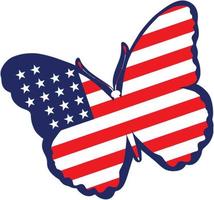 farfalla e bandiera americana. giorno nazionale. vettore