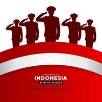 celebrazione del giorno dell'indipendenza dell'indonesia vettore di progettazione con la siluetta del soldato