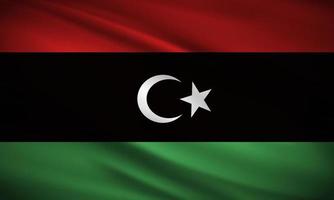 bandiera ondulata realistica del vettore di sfondo della Libia. vettore di bandiera ondulata libia