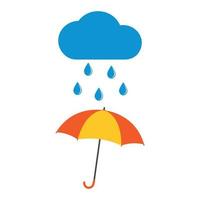 illustrazione di una nuvola con gocce di pioggia e un ombrello vettore