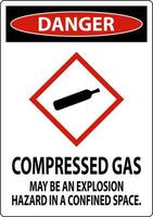 segno di pericolo gas compresso ghs su sfondo bianco vettore