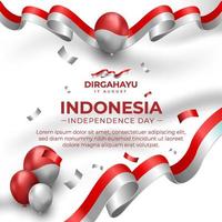modello di social media del giorno dell'indipendenza indonesiana e bandiera nazionale vettore