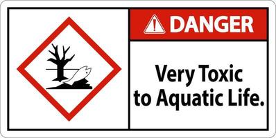 pericolo molto tossico per la vita acquatica segno su sfondo bianco vettore