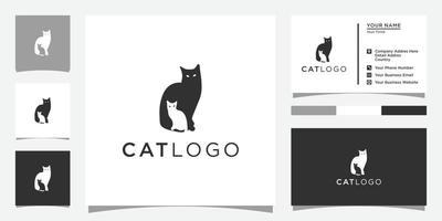 modello di vettore del gatto del genitore e del bambino del logo del gatto.