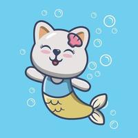 illustrazione di sirena gatto animale carino vettore