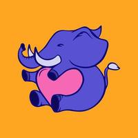 carino elefantino con amore cartone animato disegnato a mano stile illustrazione vettoriale gratuito