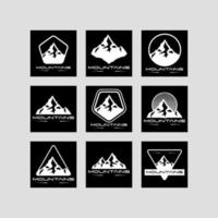 set di icone vettoriali logo avventura e montagna all'aperto