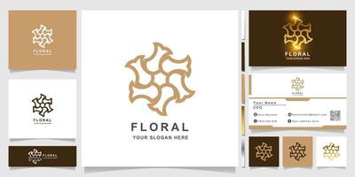 modello logo fiore, boutique o ornamento con design biglietto da visita. può essere utilizzato come design del logo spa, salone, bellezza o boutique. vettore