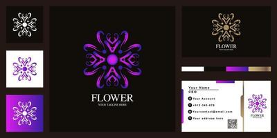 disegno del modello di logo di lusso di fiori o ornamenti con biglietto da visita. vettore