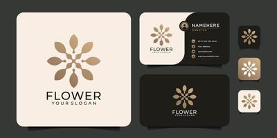 logo di massaggio termale femminile di lusso con salone di fiori vettore