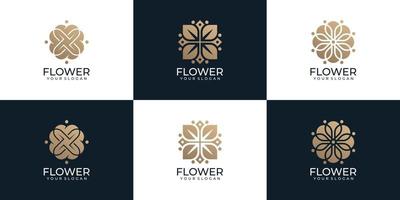 design del logo del fiore bellissimo di lusso per il resort dell'hotel per la salute cosmetica di yoga vettore