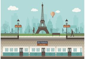 Metropolitana di Parigi con il vettore di paesaggio urbano