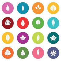 icone di foglie di piante molti colori impostati vettore