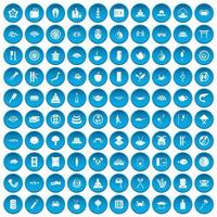 100 icone del sushi bar impostate in blu vettore