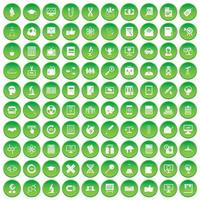 100 icone di analisi impostano un cerchio verde vettore