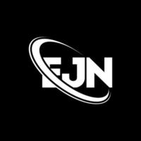 logo ejn. ejn lettera. design del logo della lettera ejn. iniziali ejn logo collegate con cerchio e logo monogramma maiuscolo. ejn tipografia per il marchio tecnologico, commerciale e immobiliare. vettore