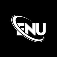 enu logo. enu lettera. enu lettera logo design. iniziali enu logo collegate con cerchio e logo monogramma maiuscolo. tipografia enu per il marchio tecnologico, commerciale e immobiliare. vettore