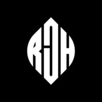 rjh cerchio lettera logo design con cerchio ed ellisse. rjh lettere ellittiche con stile tipografico. le tre iniziali formano un logo circolare. rjh cerchio emblema astratto monogramma lettera marchio vettore. vettore