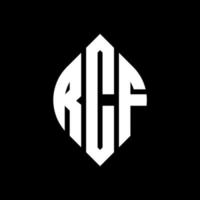 rcf cerchio lettera logo design con forma circolare ed ellittica. rcf lettere ellittiche con stile tipografico. le tre iniziali formano un logo circolare. rcf cerchio emblema astratto monogramma lettera marchio vettore. vettore