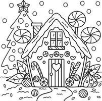 Pagina da colorare di casa di pan di zenzero di Natale vettore