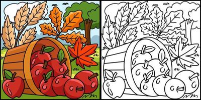 illustrazione della pagina di colorazione della mela del ringraziamento vettore