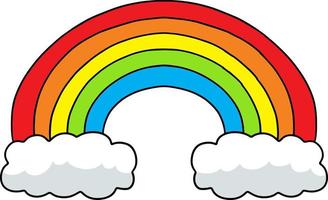 illustrazione clipart colorata del fumetto dell'arcobaleno vettore