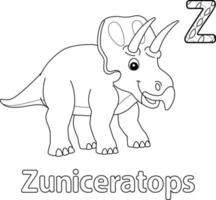 zuniceratops alfabeto dinosauro abc pagina da colorare z vettore