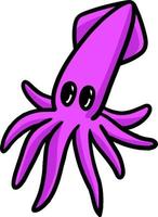 illustrazione clipart colorata del fumetto del calamaro vettore