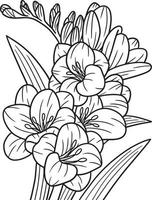 Pagina da colorare di fiori di fresia per adulti vettore