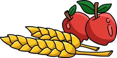 clipart del fumetto del frumento della mela del raccolto del ringraziamento vettore