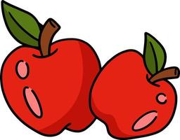 illustrazione clipart colorata del fumetto della frutta della mela vettore