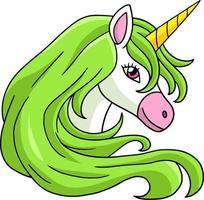 clipart colorate del fumetto della testa dell'unicorno vettore