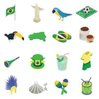 icone 3d isometriche del Brasile vettore