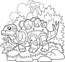 dinosauro robot dei cartoni animati, libro da colorare per bambini, illustrazione divertente vettore