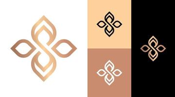 concetto di design del logo della boutique di gioielli cosmetici del salone di fioritura del monogramma di s vettore