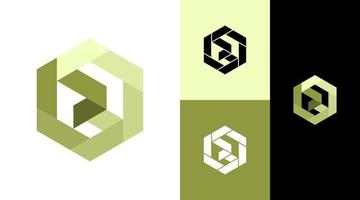 concetto di design con logo in carta origami monogramma esagonale r vettore
