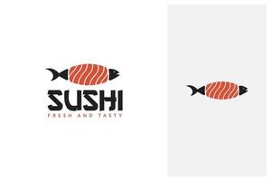 design del logo salmone e sushi fresco vettore