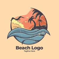 il logo della spiaggia o dell'isola in stile vintage è fantastico vettore