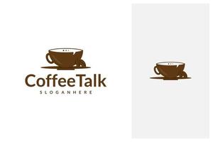 vettore di progettazione del logo di conversazione del caffè. icona del fumetto della tazza di caffè e della chat