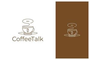 vettore di progettazione del logo di conversazione del caffè. icona del fumetto della tazza di caffè e della chat