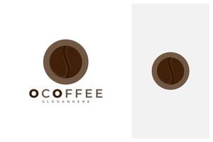 design del logo della lettera o e del chicco di caffè vettore