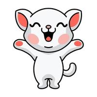 simpatico cartone animato gatto bianco felice vettore