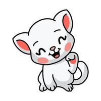 cartone animato sorridente piccolo gatto bianco vettore