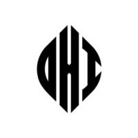 design del logo della lettera del cerchio oxi con forma circolare ed ellittica. oxi lettere ellittiche con stile tipografico. le tre iniziali formano un logo circolare. vettore del segno della lettera del monogramma astratto dell'emblema del cerchio di oxi.