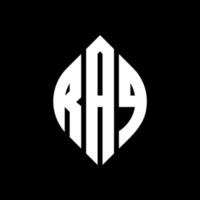 design del logo della lettera del cerchio di raq con forma circolare ed ellittica. lettere ellittiche raq con stile tipografico. le tre iniziali formano un logo circolare. raq cerchio emblema astratto monogramma lettera marchio vettore. vettore